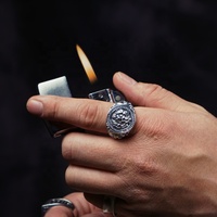 Bague pour homme en argent sterling 925, motif lion vintage, avec pierre précieuse, plaqué or 14K et rhodium, style hip-hop, pour soirée et mode