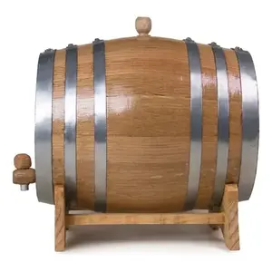 Barril de Roble Blanco de 5 Litros con Bandas Metálicas Galvanizadas y Tapón y Llave para Almacenamiento de Cerveza y Licores - Product Image 2