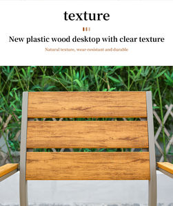 Yeni tasarım dış mekan yemek masası ve sandalye stokta 6 kişi arka bahçesinde veranda mobilya takımı üretici plastik ahşap - Product Image 4