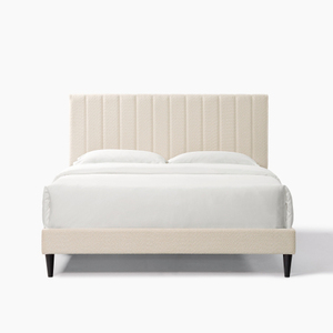 <b>Queen</b> <b>Size</b> Minimalist Design Tufted Pearl White Upholstered Platform <b>Bed</b> with Storage Soft Modern Style Bedroom Furniture - Product Image 1