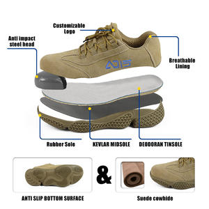 Zapatos de seguridad de gamuza marrón para hombre de alta calidad, botas de trabajo con suela de goma de cuero genuino con punta de acero, primavera y otoño - Product Image 2