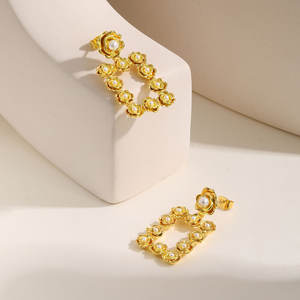 Pendientes de Perlas de Acero Inoxidable, Diseño Sencillo y Moderno, Estilo Europeo y Americano - Product Image 2