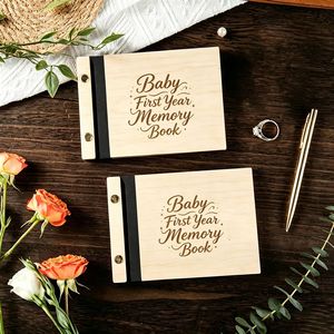 Regali per Baby Shower, Album Fotografici in Legno Moderni Incisi, Libro dei Ricordi del Primo Anno del Bambino OEM - Product Image 6