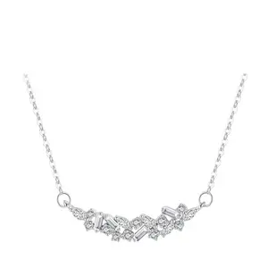 Keluaran baru kalung zirkon kubik kipas angin Cluster temperamen kalung berlian perak murni 925 untuk perhiasan wanita
