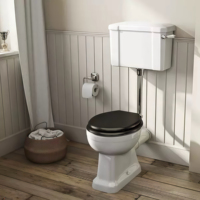 Ensemble de toilette d'hôtel de style européen moderne motif à double chasse et double drainage Plaque de couverture en bois coloré P-Trap Structure en deux pièces