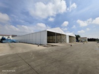 Tente de stockage grande capacité à grande portée, structure en fer robuste, bâche en PVC imperméable, abri industriel toutes saisons