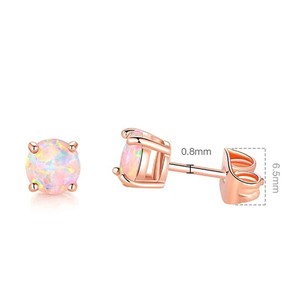 Stainless Steel <b>Opal</b> Stud <b>Earrings</b> Set | Multi-Color Iridescent Stones with 0.8MM Rod | Hypoallergenic Waterproof & Non-Fading - Product Image 4