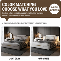 Modernes Einfaches Bett Nordischer Stil Luxuriöses Schlafzimmer-Set Möbel Master King Size Echtleder-Bett Großes Bett Anpassbar