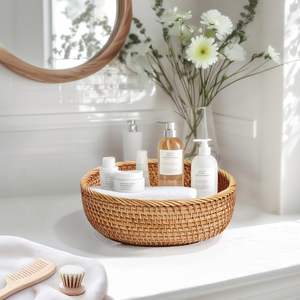 Ensemble de paniers à pain en rotin, paniers ronds naturels tissés à la main, plusieurs tailles, pour servir et ranger le pain, les pâtisseries, les fruits, cuisine, salle à manger - Product Image 2