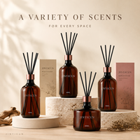 Diffuseur de parfum d'ambiance 500 ml à marque privée avec bouteille en verre ambré de luxe, parfum personnalisé, aromathérapie pour hôtels, cadeaux et vente au détail
