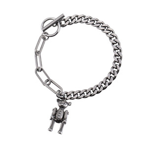 Hip Hop Creative <b>Chain</b> Teddy Bear <b>Titanium</b> Steel Bracelet Cartoon Bear Pendant Rotating Joints Gift Jewelry - Product Image 5