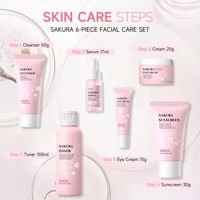 Kit Complet Soin Visage Hydratant au Rétinol, 6 Pièces Sakura : Tonique, Crème, Contour des Yeux, Nettoyant – Réduit les Rides Fines et Éclaircit le Teint