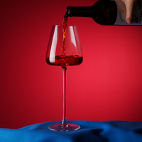 Verre à vin en cristal de luxe avec longue tige rouge grande conception unique sans plomb