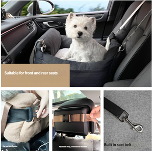Asiento de coche de lujo para gatos, cama de viaje para cachorros, asiento elevador impermeable para perros, asiento de lona informal para perros pequeños, asiento de coche para perros pequeños - Product Image 2