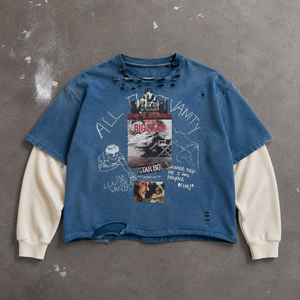Sweat-shirt à capuche déchiré et imprimé graphique pour homme, style Y2K <span class=keywords><strong>streetwear</strong></span>, deux pièces, manches longues, vintage <span class=keywords><strong>Harajuku</strong></span> - Product Image 3