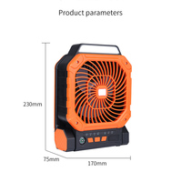 Ventilateur de tente suspendu portable rechargeable de 7800 mAh, alimenté par batterie, ventilateur de camping solaire avec lumière LED