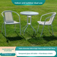 Ensemble de table et chaises de patio en fer pour l'extérieur, avec cadre métallique extra-épais durable, pliable, style européen, pour balcon, maison, parc