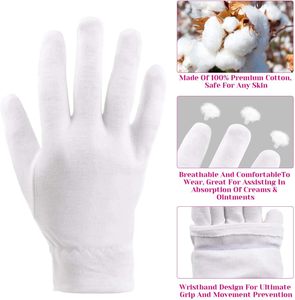 Guantes de Algodón Blancos para Mujer, Cosméticos, Nocturnos, para Eczema, Piel Sensible e Irritada, Terapia de Spa, Manos Secas, Hidratantes, para Conducir - Product Image 2