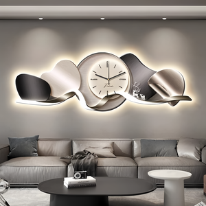 Dipinto Decorativo LED Moderno e Lussuoso con Orologio, Quadro in Porcellana Cristallina per <span class=keywords><strong>Soggiorno</strong></span> e Parete Dietro il Divano - Product Image 2