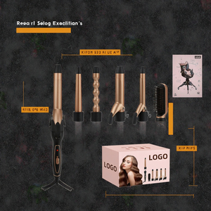 Tùy chỉnh nhãn hiệu riêng 5-in-1 trao đổi gốm campless tó<span class=keywords><strong>c</strong></span> Curler Wand Set điện PTC nóng nguồn LED hiển thị 190-210c - Product Image 3