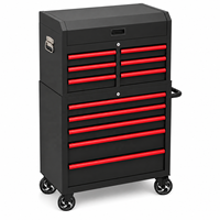 Coffre à outils métallique robuste Premium Guanpin, chariot mobile combiné avec poignée latérale et roues verrouillables, capacité 250 kg