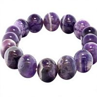 Bracelet en Améthyste Naturelle 16 mm, Grandes Perles Rondes de 8,5 Pouces, Élastique, Cristal de Guérison, Pierre de Naissance de Février, Bijou Tendance