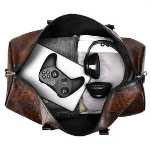 Bolsa de Viaje de Cuero con Patrón de Cocodrilo Vintage, Bolsa de Fin de Semana de Gran Capacidad para Hombre, Bolsa de Gimnasio para Pasar la Noche, Equipaje de Mano - Product Image 2