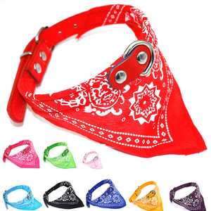 Colorful Pattern Print Pet Bandanas Collar PU Leather and Canvas Adjustable Buckle Dog <b>Bibs</b> Triangular Scarf - Product Image 2