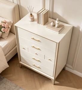 Luxury Cream 7-Drawer Dresser, Tall <b>Chest</b> with Champagne Gold Trim & Handles - Product Image 6