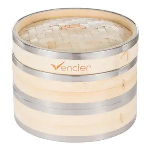 Cuiseur vapeur en bambou avec anneau en acier inoxydable, nouveau Type de panier de cuisson, vendu avec un panier, offre spéciale,