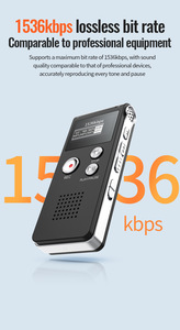 Enregistreur vocal numérique amélioré 500 mAh, 85 heures d'autonomie, rechargeable par USB, dictaphone LCD, lecteur <span class=keywords><strong>MP3</strong></span>, appareil d'enregistrement sonore - Product Image 6
