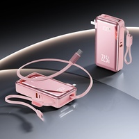 Power Bank Layar Digital Elektroplating Pengisian Daya Super Cepat 22.5W Kapasitas Besar 30000mAh dengan Kabel Plug Terintegrasi