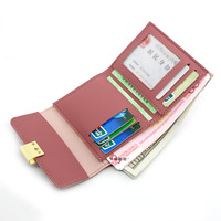 Dompet koin penyimpan kartu wanita bermerek, dompet uang pendek lipat tiga untuk hadiah Desain Mode grosir