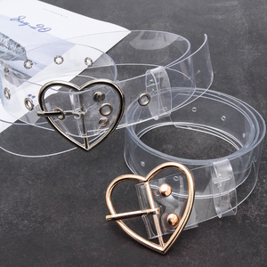 Cintura di Lusso in Plastica Argento Trasparente con Fibbia a Cuore Quadrata, Decorazione Traforata, Cintura da Donna per Jeans - Product Image 4