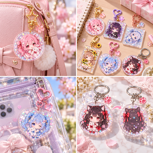 Porte-clés personnalisés en acrylique brillant, mignons, style anime, transparents, imprimés double face, breloques personnalisées, fabrication OEM ODM - Product Image 3