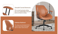 Chaise de bureau exécutive moderne et contemporaine avec accoudoirs réglables en hauteur, pivotante et à roulettes, en PU