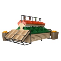 Fabrieks-OEM houten en metalen groente- en fruitrek voor detailhandel, supermarkt en groentenmarkt; displaystandaard en productenrek ontwerp