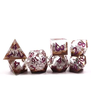 Dadi in resina più venduti rpg custom DND RPG game sharp edge 7 pezzi set di dadi