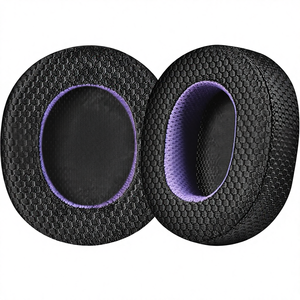 Coussinets d'oreille de remplacement Jomwag en maille respirante et mousse à mémoire de forme pour WH-1000XM5 - Ajustement personnalisé Noir/Violet - Product Image 1