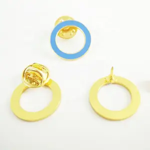 Cincin Enamel Lembut Biru Logam Pin Saku Bulat dengan Pin Penutup Dompet Kupu-kupu untuk Hari Kesadaran Dunia 14 November