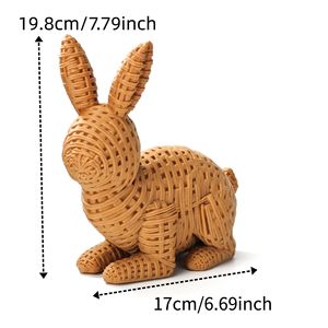 Nouvel ensemble de décorations de Pâques transfrontalières en PLA imprimé en 3D, ornements de lapins tressés en rotin, Chine - Product Image 5