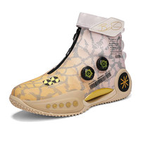 Chaussures de basketball montantes pour hommes et femmes, baskets en tissu respirant, pour l'extérieur, avec fermeture auto-agrippante, fermeture éclair et bouton, résistantes à l'usure, hiver