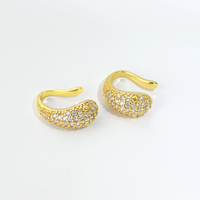 Bijoux de mode à la mode minimaliste sans pièce manchette d'oreille en zircon complet boucles d'oreilles en laiton plaqué or 18 carats moins cher