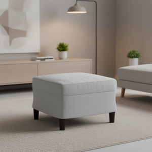 Poggiapiedi in tessuto grigio chiaro 23,6x19,7x16,1 pollici, design contemporaneo, mobili per soggiorno - Product Image 2