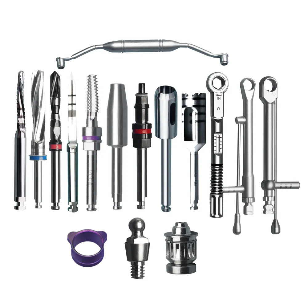 Kit de herramientas para implante Dental, taladro dental y accesorios, taladro dental, taladro Dental, conductor quirúrgico, llave de torsión de trinquete, conector