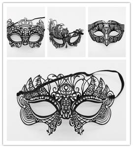 Maschere per feste veneziane da <span class=keywords><strong>donna</strong></span> Fashion Black Metal Laser-cut Dress <span class=keywords><strong>Costume</strong></span> show Wedding Masquerade Half Face Mask - Product Image 2