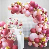 Kit d'arche de guirlande de ballons en latex, rose pastel, blanc mat, métallisé, tout-en-un, pour la décoration de mariage, de fête nuptiale, d'anniversaire