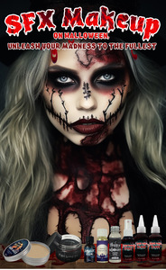 Vente chaude Effrayant Cosplay <span class=keywords><strong>Faux</strong></span> Peau Peinture <span class=keywords><strong>Sang</strong></span> Gel Saigner Plaie 3D Temporaire <span class=keywords><strong>Faux</strong></span> Cicatrice Halloween Maquillage <span class=keywords><strong>Liquide</strong></span> <span class=keywords><strong>Latex</strong></span> Ensemble - Product Image 5