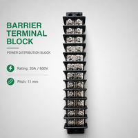 Connecteur de bornier à vis pour montage sur panneau, pas de 11,00 mm, KT2-11, 300 V, 30 A, traversant, nickelé, pour armoire de commande