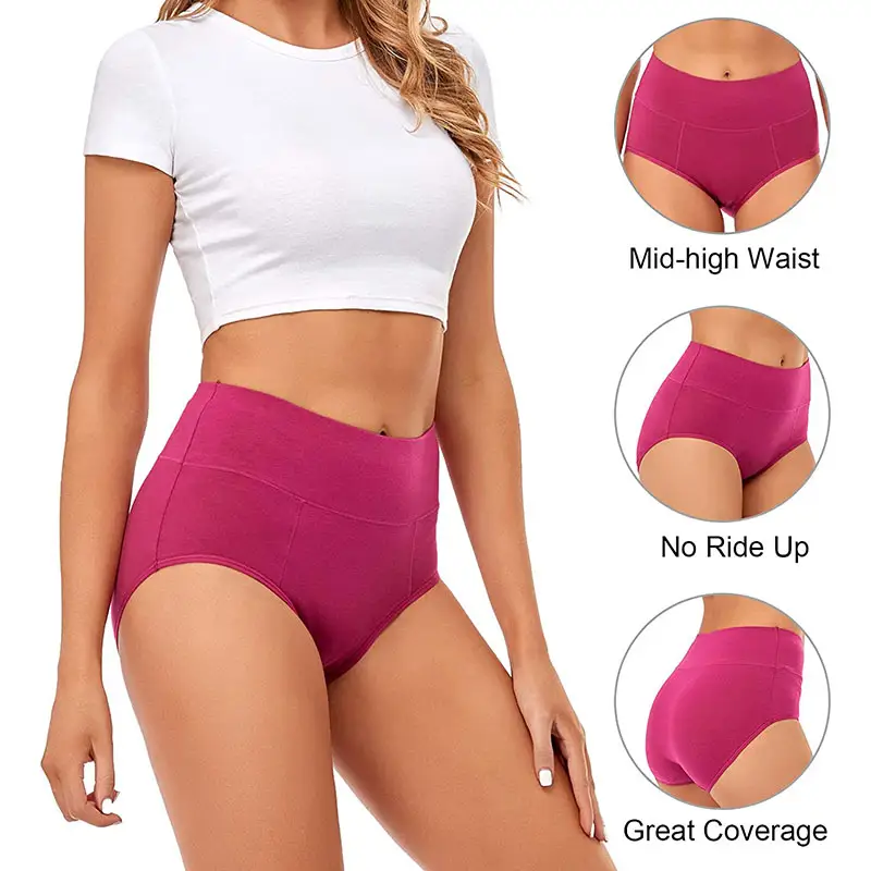 Ropa interior de algodón para mujer, bragas protectoras suaves y elásticas, transpirables, para el período Menstrual